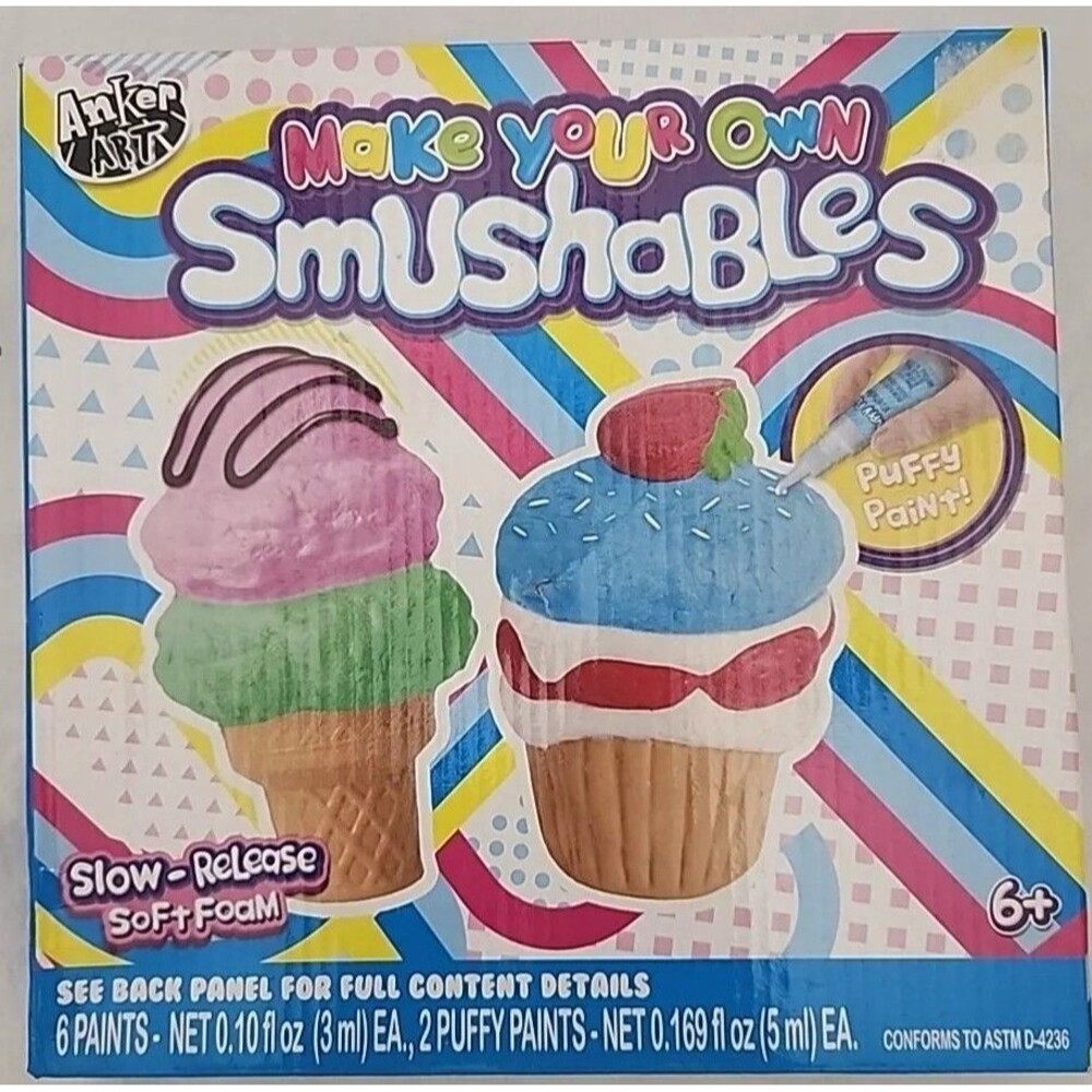 Craft Squishy Kit Make Your Own Smushables Puffy Paint DiY Set of 2 Squishies 6+